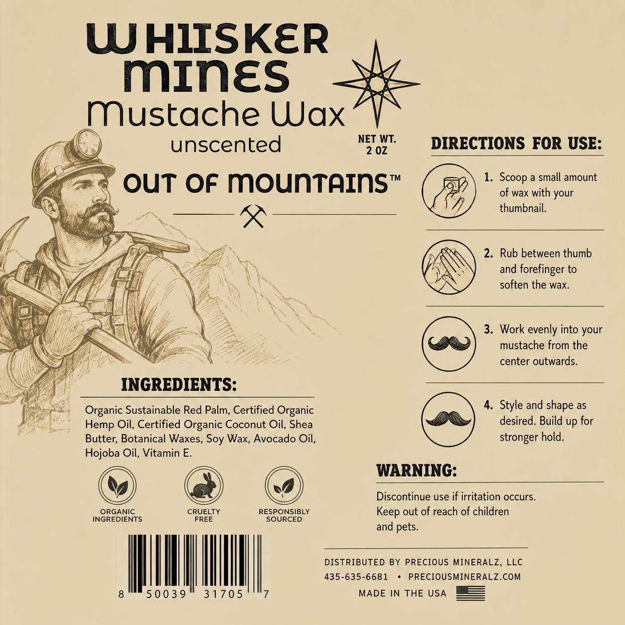 Father's Day Special #1 - Unscented Mustache Wax and Beard/Mustache Comb